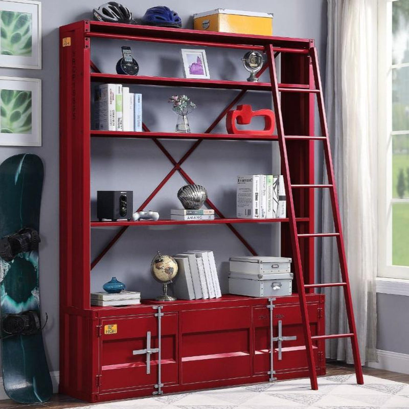 Acme Furniture Cargo 39897 Bookshelf & Ladder - Red IMAGE 1