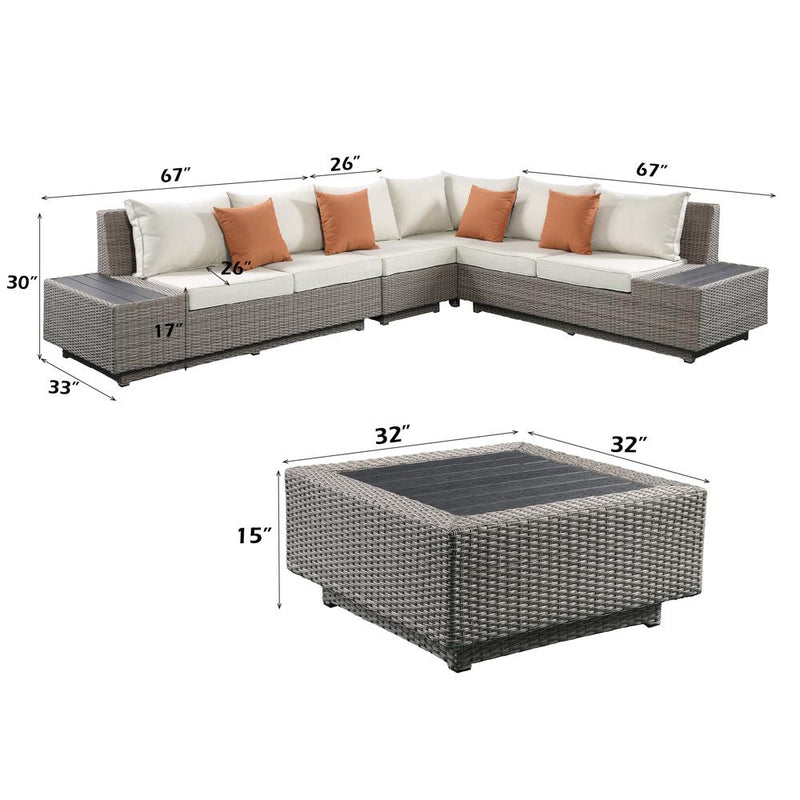 Acme Furniture Salena 45020 Patio Sectional Sofa with 4 Pillows & Coffee Table IMAGE 10