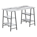 Monarch I 7527 Computer Desk - White Marble-Look/Black IMAGE 1