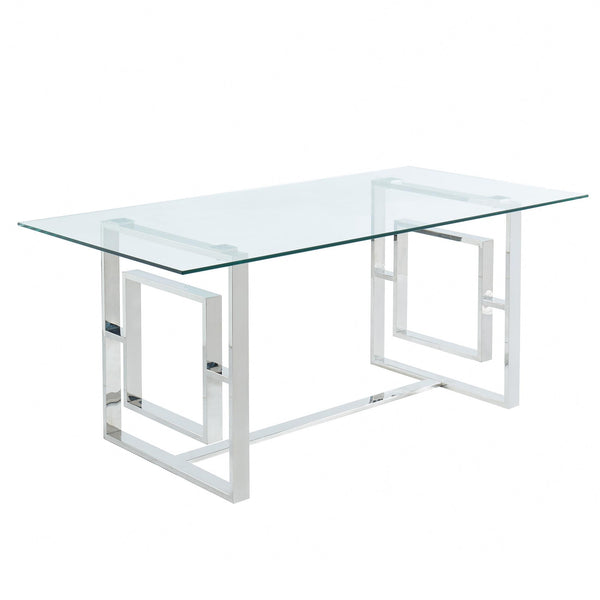 !nspire Eros 201-482CH Rectangular Dining Table - Silver IMAGE 1