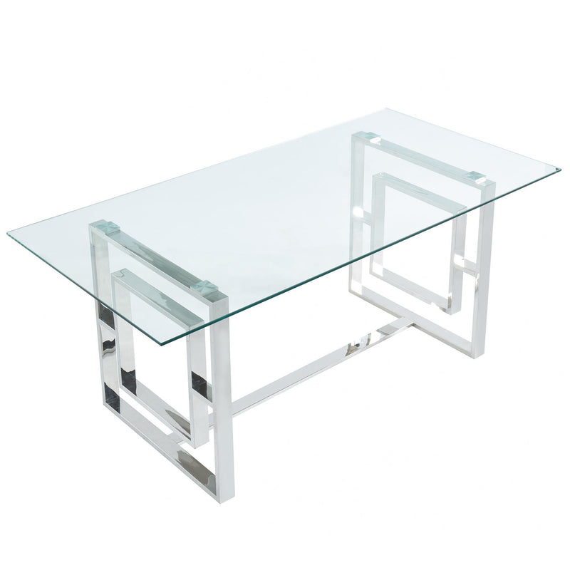 !nspire Eros 201-482CH Rectangular Dining Table - Silver IMAGE 5