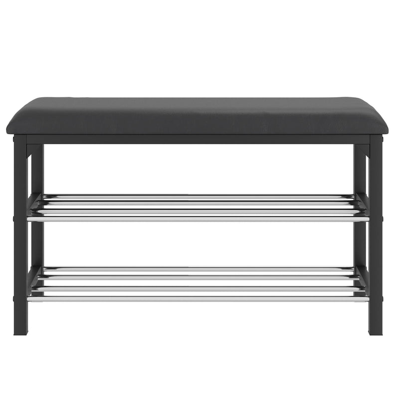 Worldwide Home Furnishings Foster 401-095BK 2-Tier Bench - Black and Chrome IMAGE 3