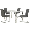  Worldwide Home Furnishings Frankfurt/Maxim 207-165_489GY 5 pc Dining Set - Chrome with Grey Chair IMAGE 1