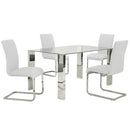  Worldwide Home Furnishings Frankfurt/Maxim 207-165_489WT 5 pc Dining Set - Chrome with White Chair IMAGE 1