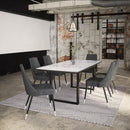  Worldwide Home Furnishings Gavin/Silvano 207-360BK_429GY 7 pc Dining Set - Black with Vintage Grey Chair IMAGE 1