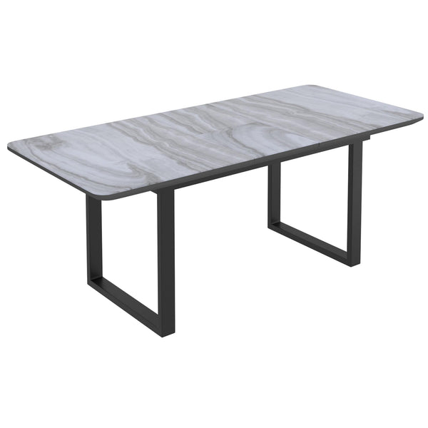 !nspire Gavin 201-360BK Dining Table w/Extension - Black and Faux Marble IMAGE 1