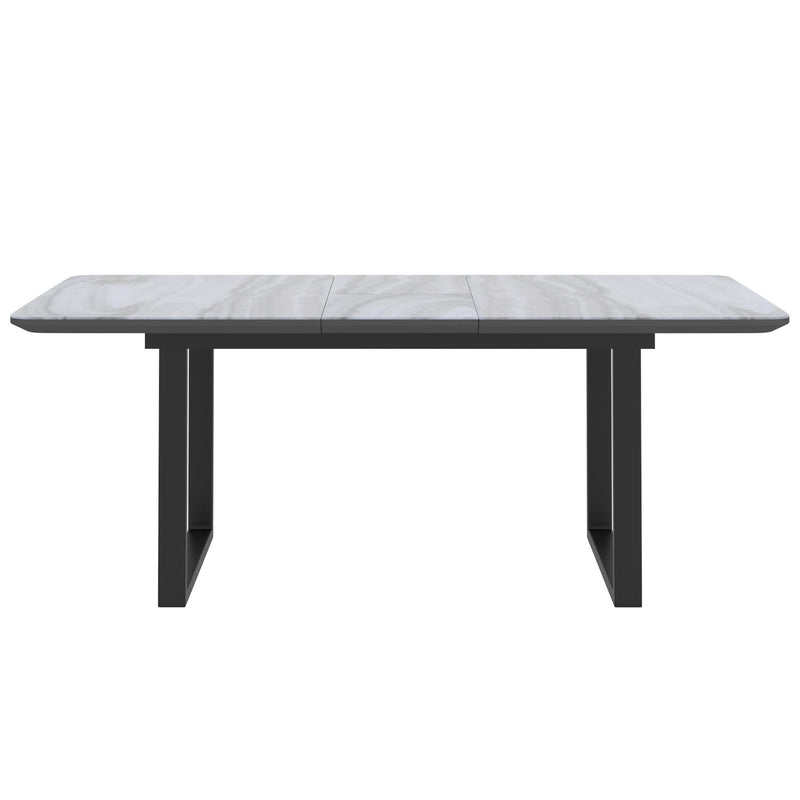 !nspire Gavin 201-360BK Dining Table w/Extension - Black and Faux Marble IMAGE 5