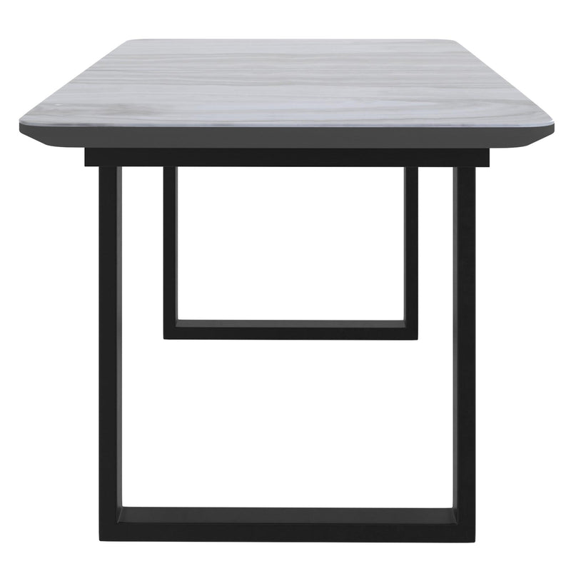 !nspire Gavin 201-360BK Dining Table w/Extension - Black and Faux Marble IMAGE 6