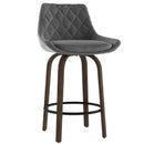 !nspire Kenzo 203-544GY 26" Counter Stool - Grey and Walnut IMAGE 1