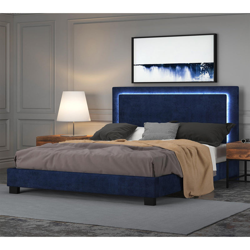 !nspire Lumina 101-088K-BL 78" King Platform Bed w/Light - Blue IMAGE 2