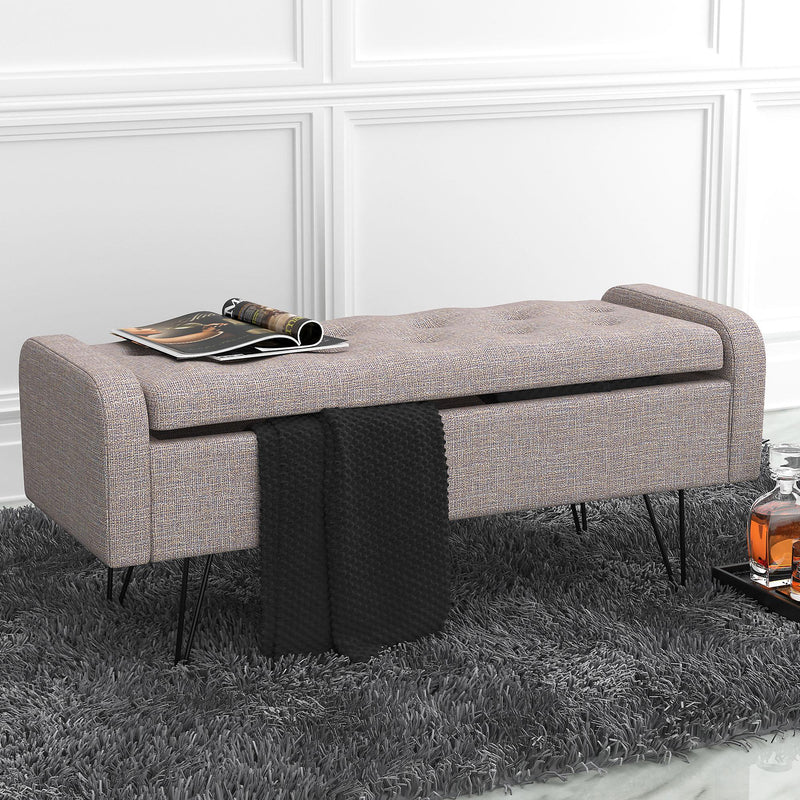 !nspire Odet Fabric Storage Ottoman 402-550BEG/BK IMAGE 6