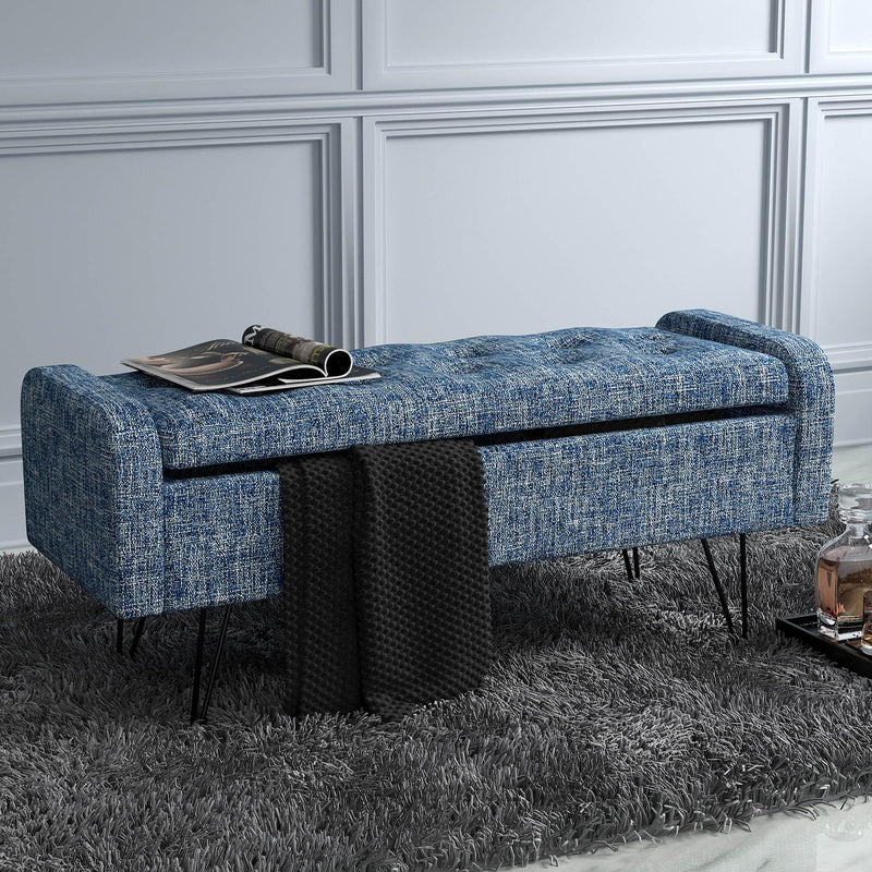 !nspire Odet Fabric Storage Ottoman 402-550BLU/BK IMAGE 6