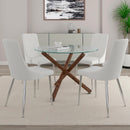  Worldwide Home Furnishings Rocca/Devo 207-264_087WT 5 pc Dining Set - Walnut with White Chair IMAGE 1
