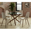  Worldwide Home Furnishings Rocca/Lyna 207-264_250BG 5 pc Dining Set - Walnut with Beige Chair IMAGE 1