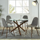  Worldwide Home Furnishings Rocca/Lyna 207-264_250GY 5 pc Dining Set - Walnut with Grey Chair IMAGE 1