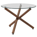 Worldwide Home Furnishings Rocca/Lyna 207-264_250GY 5 pc Dining Set - Walnut with Grey Chair IMAGE 2