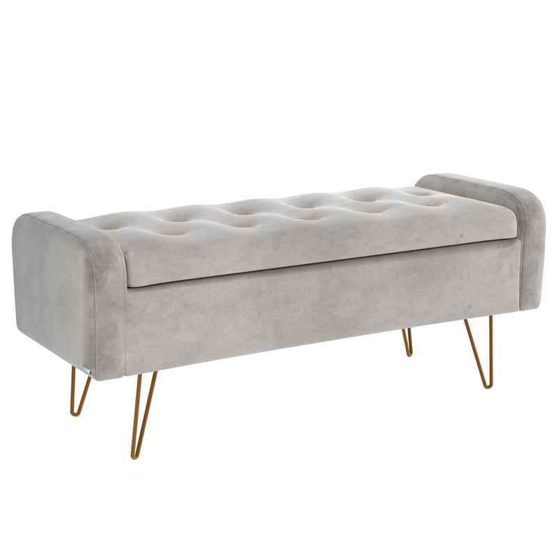 !nspire Sabel 402-549GRY/GL Storage Ottoman/Bench - Grey and Aged Gold IMAGE 1