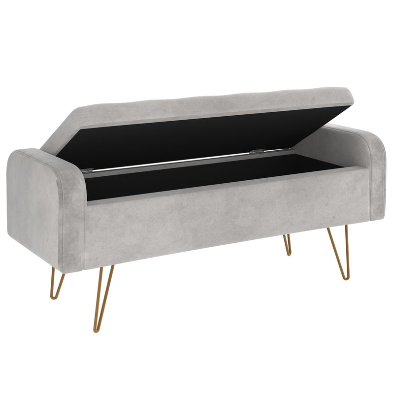 !nspire Sabel 402-549GRY/GL Storage Ottoman/Bench - Grey and Aged Gold IMAGE 3