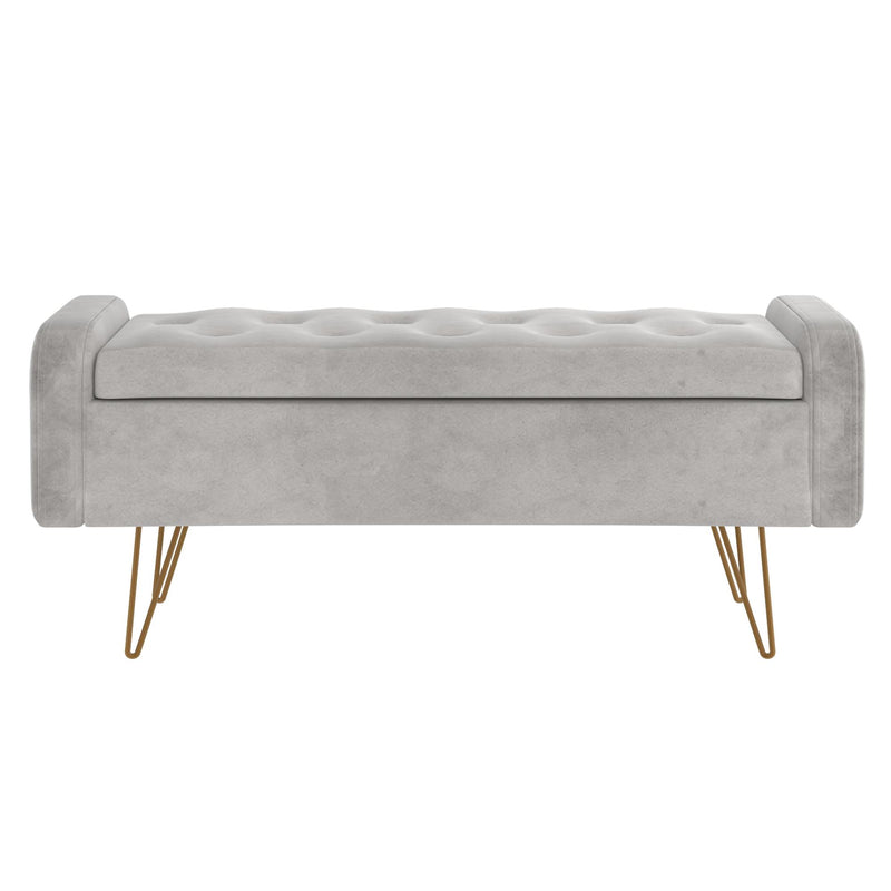 !nspire Sabel 402-549GRY/GL Storage Ottoman/Bench - Grey and Aged Gold IMAGE 5