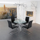  Worldwide Home Furnishings Solara/Maxim 207-160_489BK 5 pc Dining Set - Chrome with Black Chair IMAGE 1