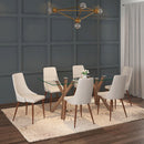 Worldwide Home Furnishings Stark/Cora 207-535WL_182BG 7 pc Dining Set - Walnut with Beige Chair IMAGE 1