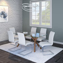 Worldwide Home Furnishings Stark/Maxim 207-535WL_489WT 7 pc Dining Set - Walnut with White Chair IMAGE 1