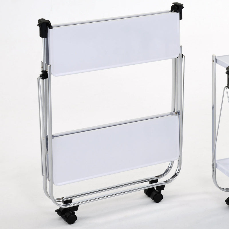 Worldwide Home Furnishings Sumi 556-092WT 2-Tier Folding Bar Cart - White and Chrome IMAGE 3