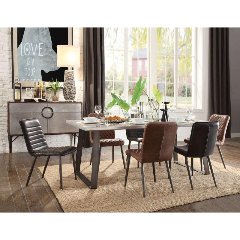 Acme Furniture Kaylia Dining Table with Aluminum Top and Pedestal Base 70105 IMAGE 4