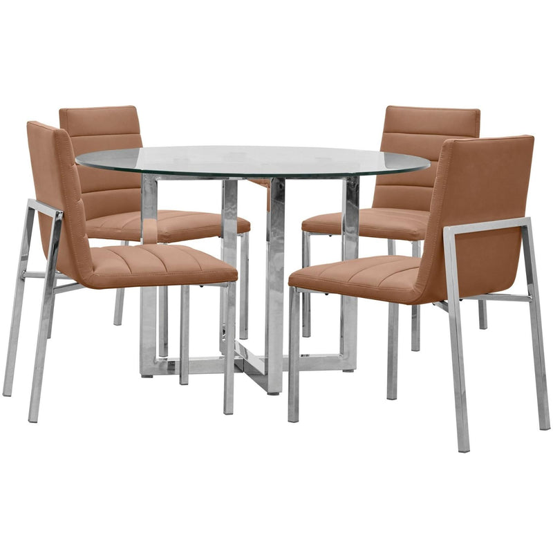  Modus Furniture International Round Amalfi Dining Table with Glass Top and Pedestal Base 1AJ5614G IMAGE 2