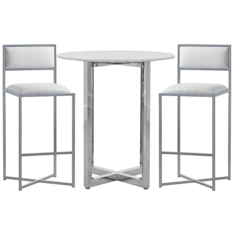  Modus Furniture International Round Amalfi Pub Height Dining Table with Marble Top and Pedestal Base 1AJ5633M IMAGE 2