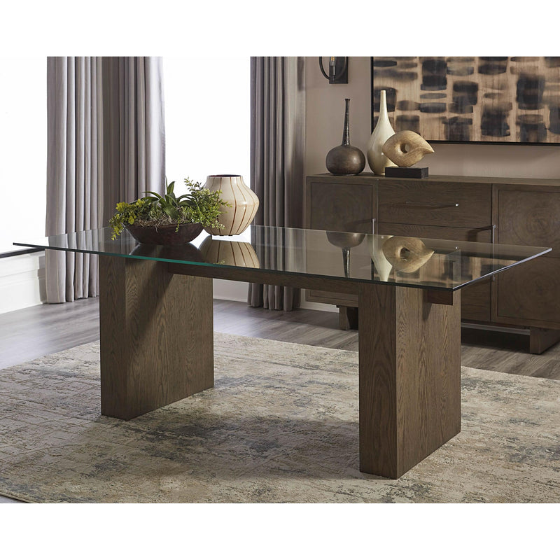  Modus Furniture International Oakland Dining Table with Glass Top and Pedestal Base FQBM60 IMAGE 3