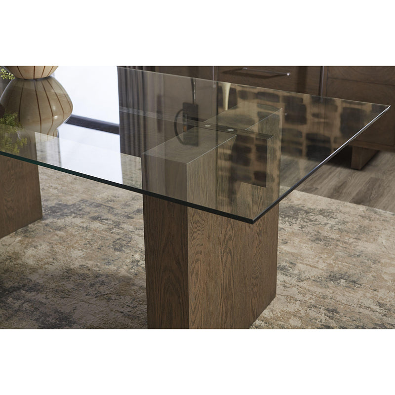 Modus Furniture International Oakland Dining Table with Glass Top and Pedestal Base FQBM60 IMAGE 4