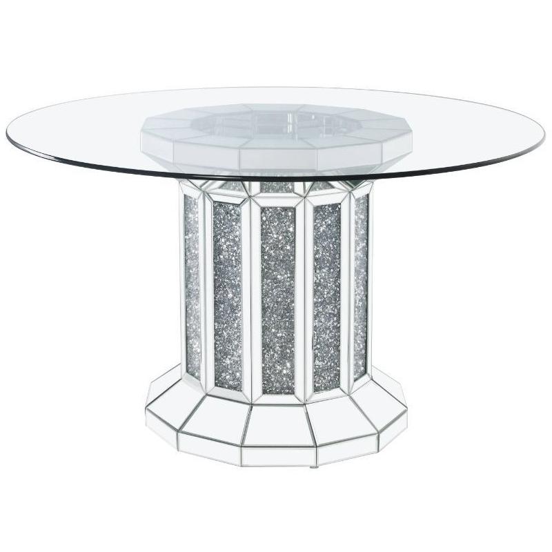 Acme Furniture Round Noralie Dining Table with Glass Top and Pedestal Base 72140 IMAGE 1