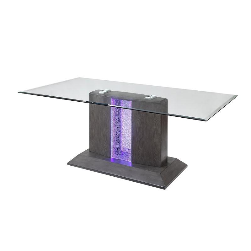 Acme Furniture Belay Dining Table with Glass Top and Pedestal Base 72290 IMAGE 3