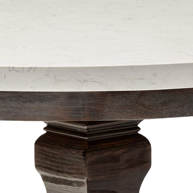 Acme Furniture Round Nolan Dining Table with Marble Top and Pedestal Base 72845 IMAGE 3