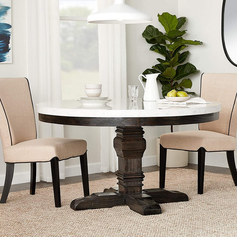 Acme Furniture Round Nolan Dining Table with Marble Top and Pedestal Base 72845 IMAGE 4