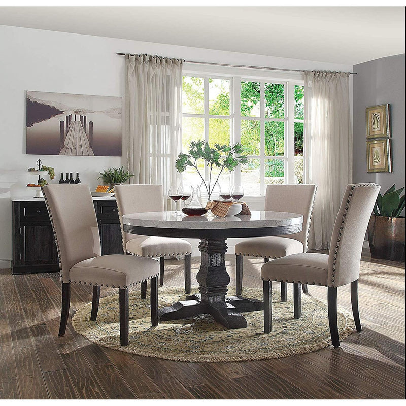 Acme Furniture Round Nolan Dining Table with Marble Top and Pedestal Base 72845 IMAGE 7