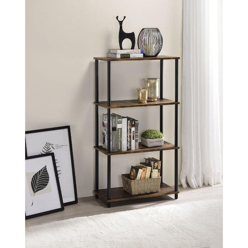 Acme Furniture 92735 Bookshelf - Weathered oak & Black IMAGE 3