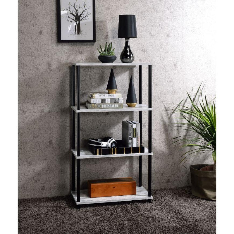 Acme Furniture 92737 Bookshelf - Antique White & Black IMAGE 3