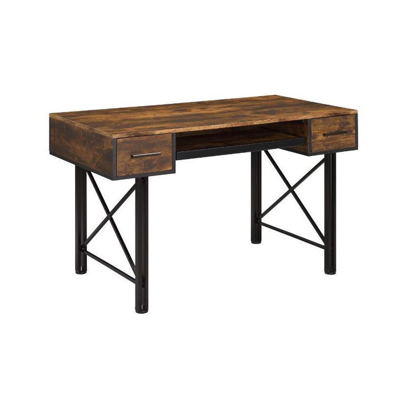 Acme Furniture 92795 Computer Desk - Weathered Oak & Black IMAGE 2