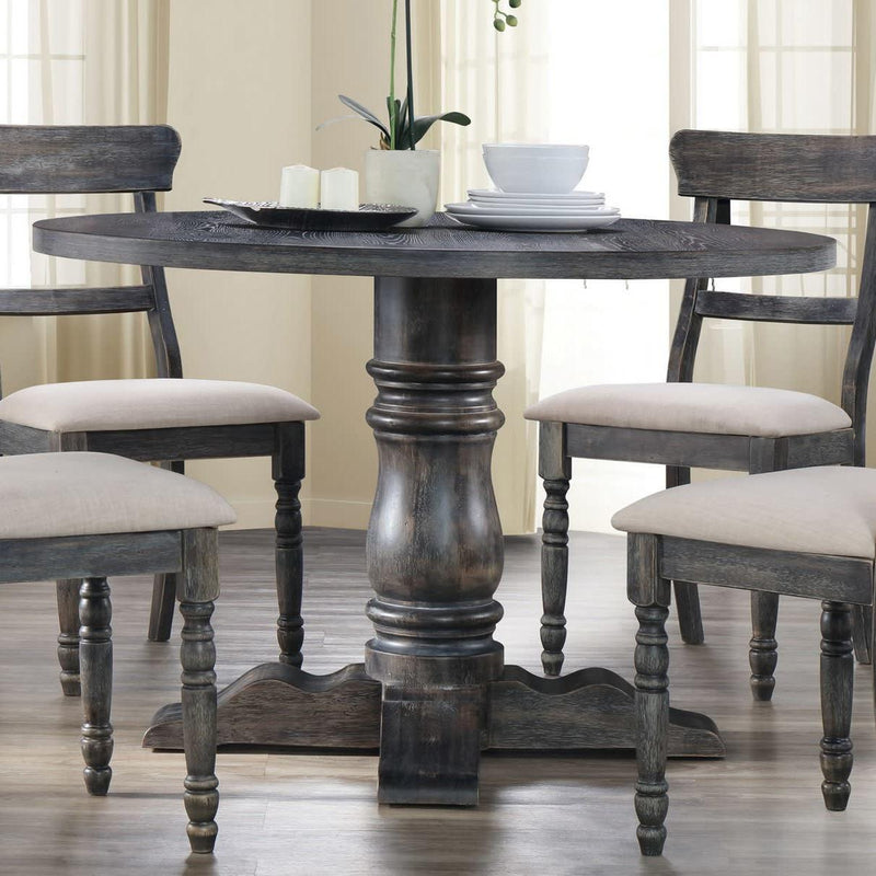 Acme Furniture Round Leventis Dining Table with Pedestal Base 74640 IMAGE 5