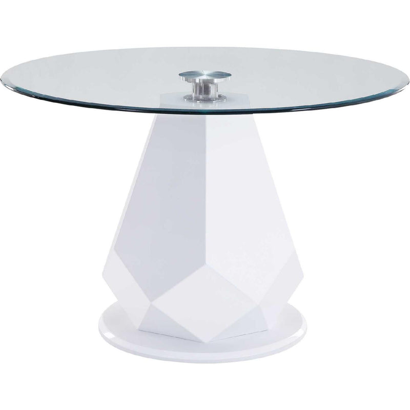 Acme Furniture Round Chara Dining Table with Glass Top and Pedestal Base 74925 IMAGE 1