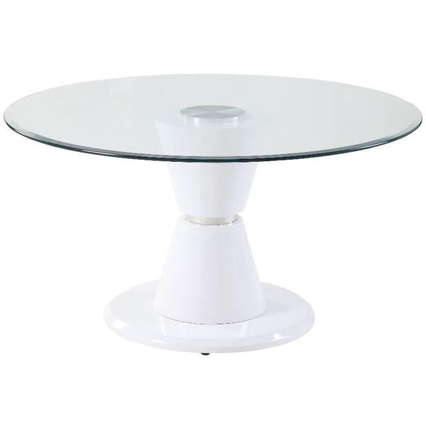 Acme Furniture Round Kavi Dining Table with Glass Top and Pedestal Base 74935 IMAGE 1