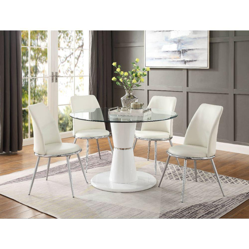 Acme Furniture Round Kavi Dining Table with Glass Top and Pedestal Base 74935 IMAGE 3