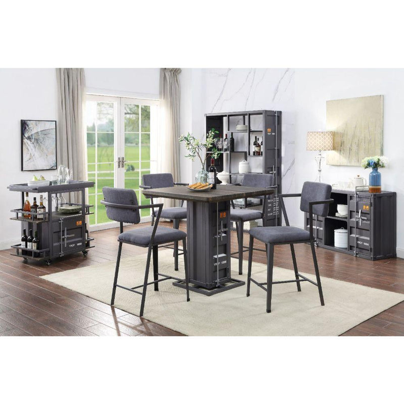 Acme Furniture Square Cargo Counter Height Dining Table with Pedestal Base 77905 IMAGE 2