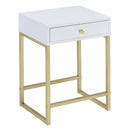Acme Furniture Coleen 82298 Side Table - White & Brass IMAGE 2