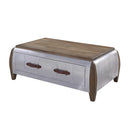 Acme Furniture Brancaster 82855 Coffee Table - Antique Oak & Aluminum IMAGE 2