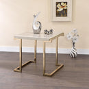 Acme Furniture Boice II 82872 End Table - Faux Marble & Champagne IMAGE 1