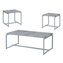Acme Furniture Jurgen 83235 3 pc Coffee & End Set - Faux Concrete & Silver IMAGE 2