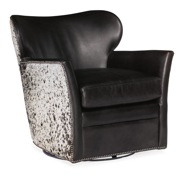 Hooker Furniture CC469-SW-097 Kato Leather Swivel Chair with Salt Pepper HOH IMAGE 1